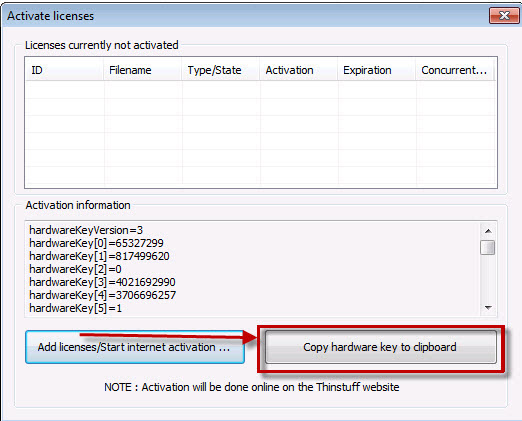 Copy hardware key